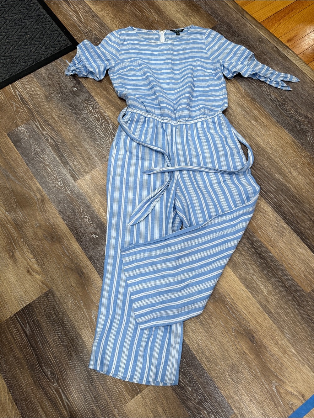 Ralph Lauren- linen Jumpsuit, size 8, blue and white